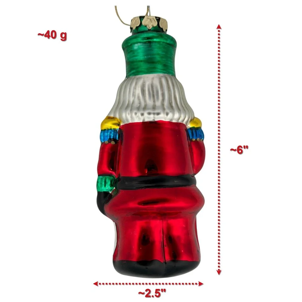6" Santa Soldier Christmas Ornament Blown Glass Tree Guard Hand Painted VTG - Picture 2 of 8